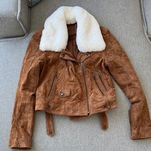 Blank NYC Tan Suede Jacket with White Collar